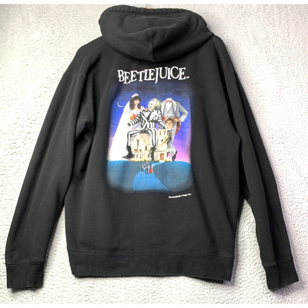 THE HUNDREDS X BEETLEJUICE Hoodie Mens Size Large Full-Zip Black THE HUNDREDS